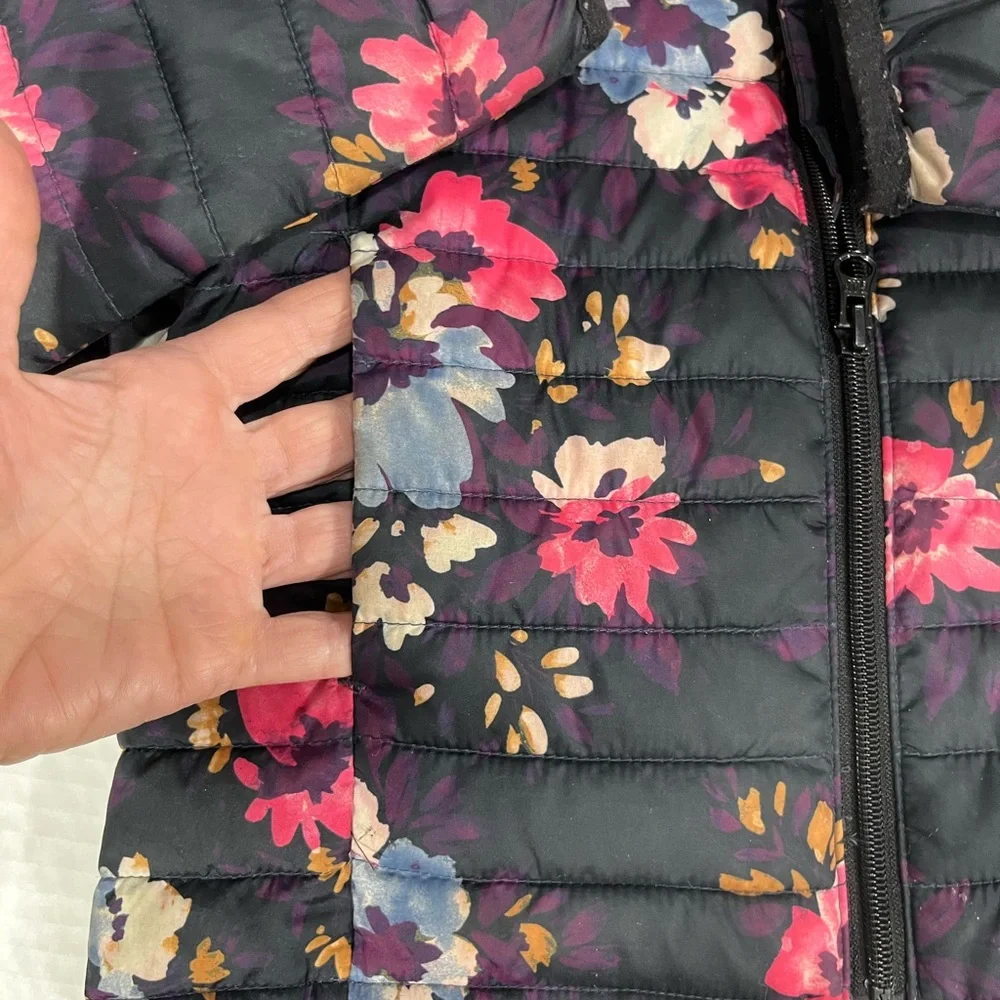 GAP GIRLS FLORAL COLD CONTROL PUFFY WATER RESISTANT COAT
